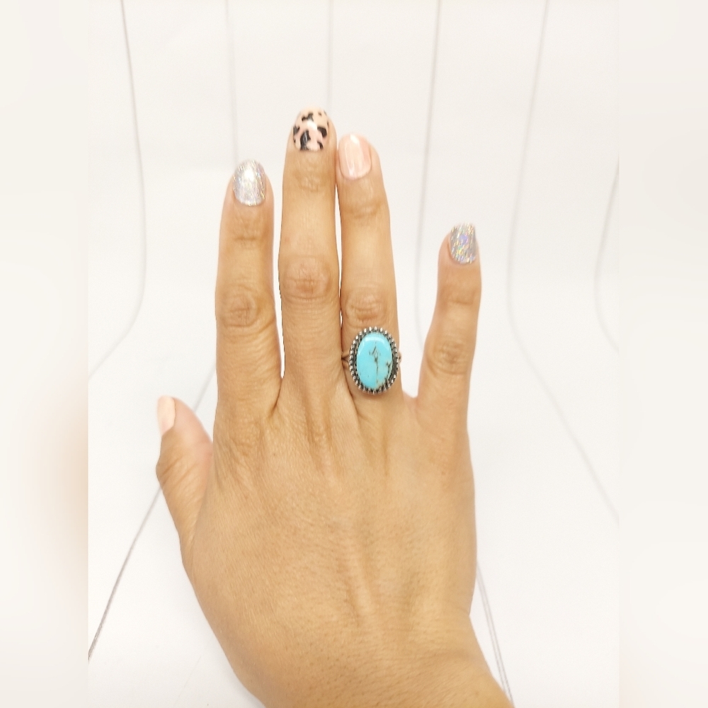 Handcrafted Turquoise Ring Sz 7